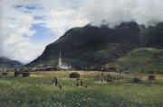 Albert Hertel Prozession zur Kirche in Bad Hofgastein oil